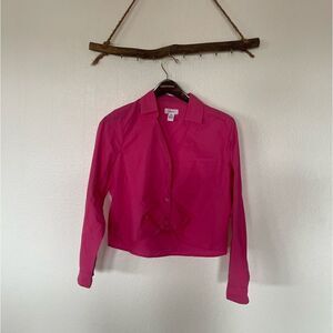 Pink cropped button up